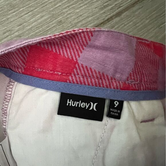 Hurley Plaid Purple / Red Chino Shorts size 9 - Picture 4 of 7